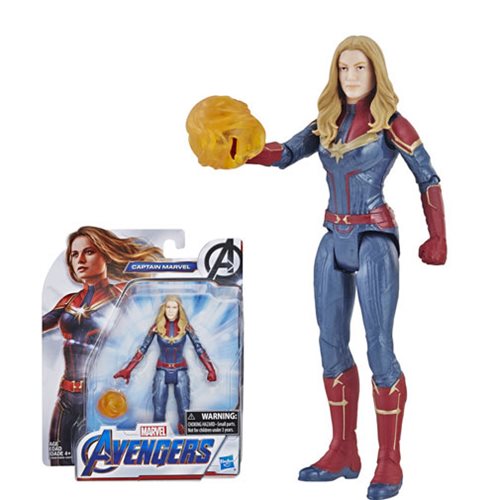 Marvel Avengers: Endgame - Action Figure Captain Marvel, 15 Cm, Con Accessorio, Dettagli E Articolazioni