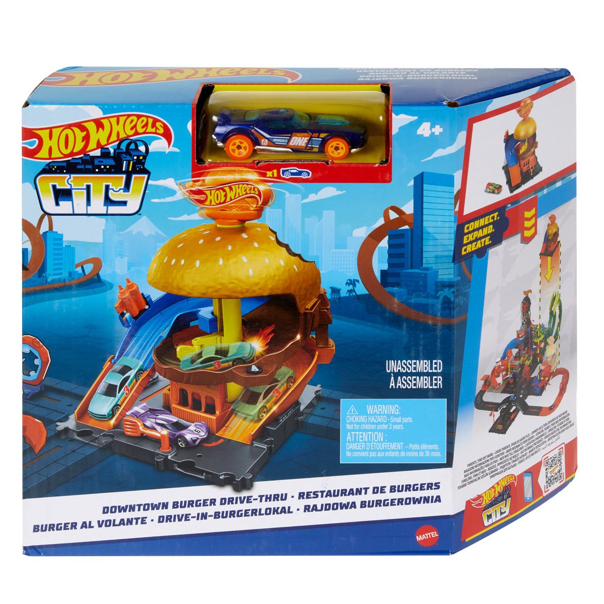 Hot Wheels City Burger Drive-Thru Playset with 1 Diecast Vehicle Free  Shipping!