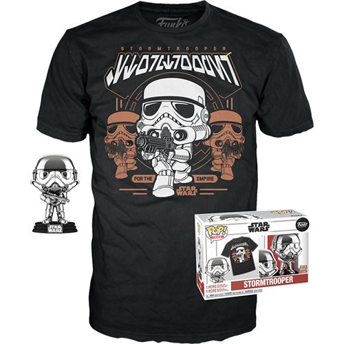 Star Wars Stormtrooper Metallic Funko Pop! Vinyl Figure with Adult Black Pop! T-Shirt