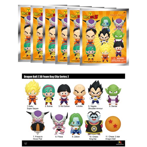 Dragon Ball Z Series 2 3D Figural Bag Clip Random 6-Pack