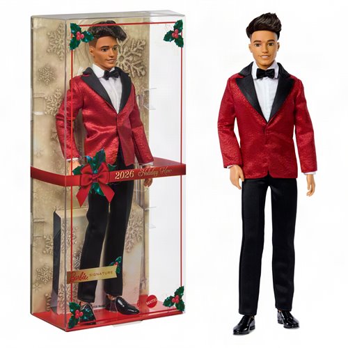Barbie 2026 Holiday Ken Doll with Dark Brown Hair