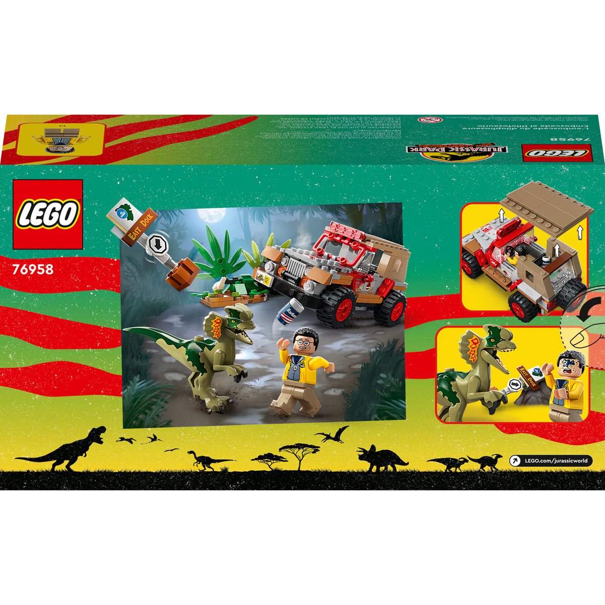 afregning national flag hylde LEGO 76958 Jurassic Park Dilophosaurus Ambush