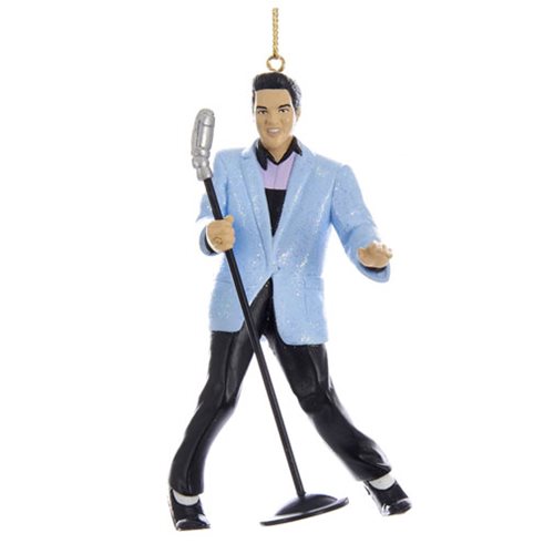 Elvis Presley Blue Suit Hound Dog Elvis with Mic 4 1/4-Inch Ornament