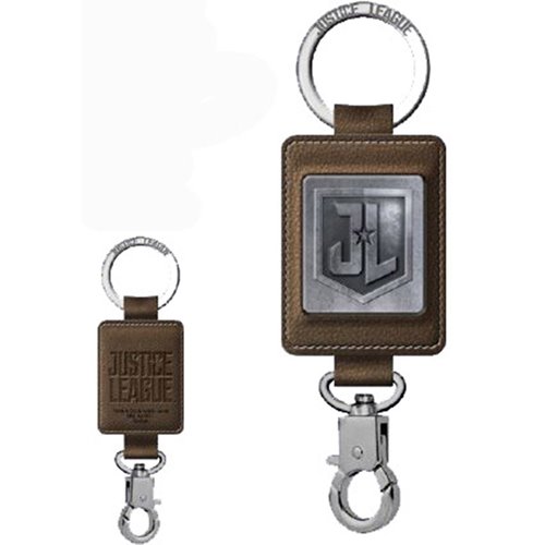Justice League Logo Deluxe Leather Pewter Key Chain
