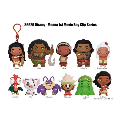 Moana Series 2 3D Foam Bag Clip Display Case of 24