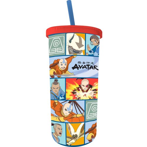 Avatar Character Icon Grid 20 oz. Plastic Cold Cup with Lid and Straw