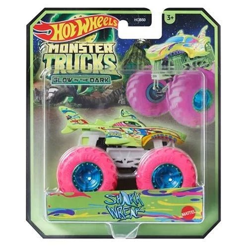 Hot Wheels Monster Trucks Glow-in-the-Dark 1:64 Scale Vehicle 2024 Mix 3 Case of 6