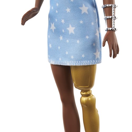 Barbie Fashionista Doll #146 with Gold Prosthetic Leg and Brunette Hair
