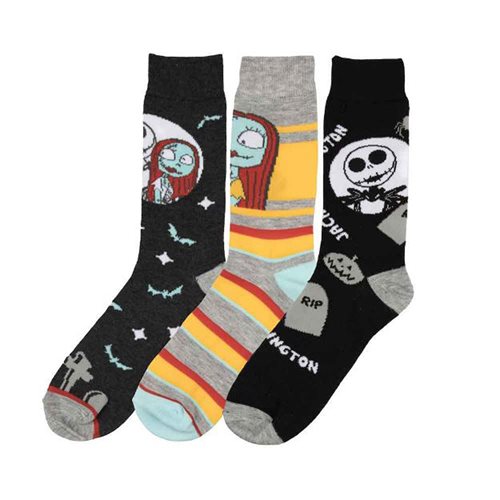 The Nightmare Before Christmas Jack and Sally 3-Pair Sock Pack