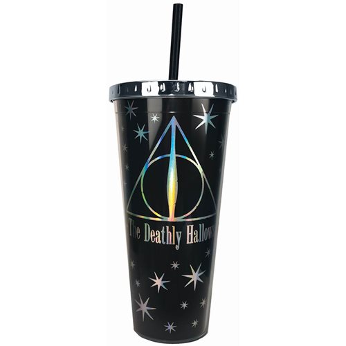Harry Potter Deathly Hallows 20 oz. Foil Cup with Straw