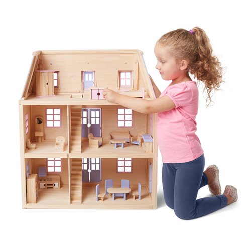 Wooden Multi-Level Dollhouse