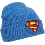 Superman Logo Embroidered Waffle Knit Cuff Beanie