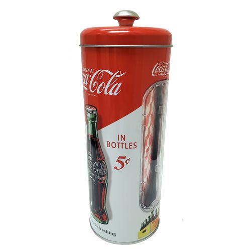 Coca-Cola Tin Canister Straw Holder
