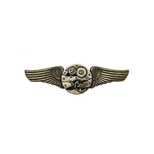 Steampunk Antique Gear Wings Pin