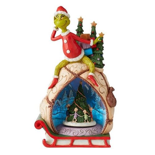 Dr. Seuss Grinch with Lited Rotatable Scene By Jim Shore Statue