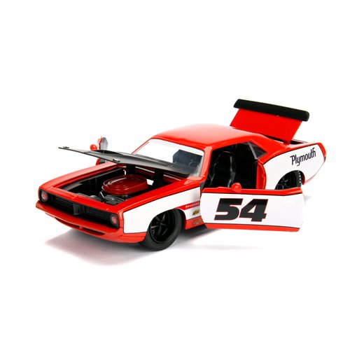 Bigtime Muscle 1973 Plymouth Barracuda Orange 1:24 Scale Die-Cast Metal Vehicle