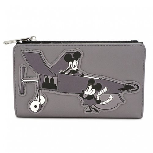 Mickey Mouse Black and White Print Flap Wallet