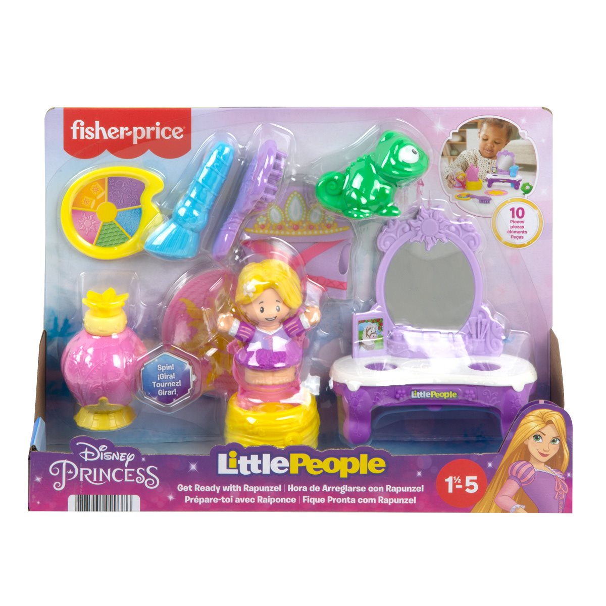  Disney Princess Toddler Toy Little People Get Ready with  Rapunzel 10-Piece Playset for Pretend Play Ages 18+ Months : Toys & Games