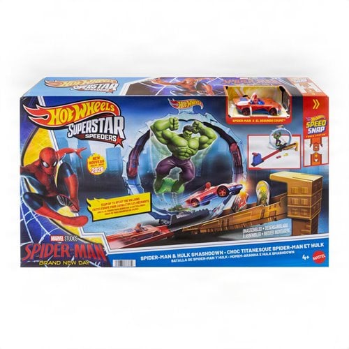 Spider-Man: Brand New Day Hot Wheels Superstar Speeders Spider-Man and Hulk Smashdown Track Set