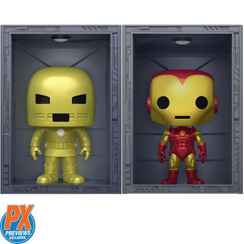 Marvel Iron Man Hall of Armor Iron Man Mark 1 and Mark 4 Deluxe Pop! Vinyl Figures - Previews Exclusive Bundle of 2