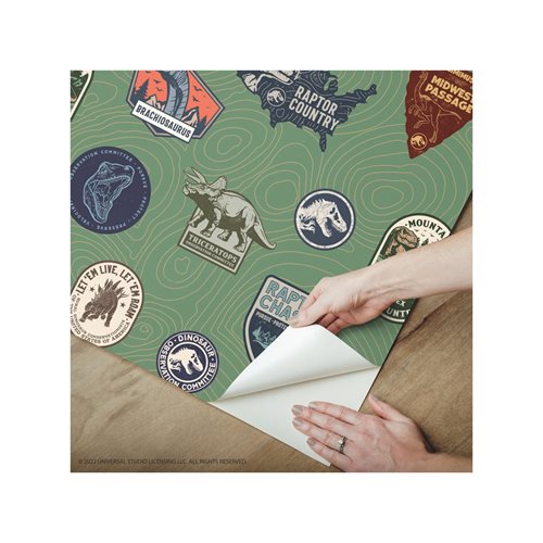 Jurassic World Badges (Green) Peel and Stick Wallpaper