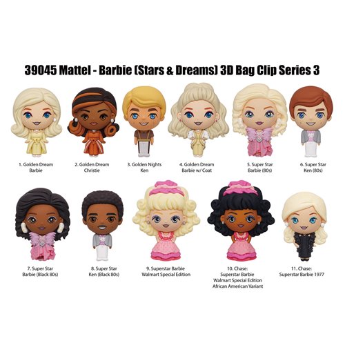 Barbie Series 3 3D Foam Bag Clip Random 6-Pack