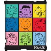Peanuts Character Grid Raschel Throw Blanket
