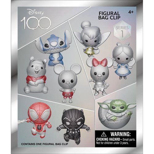 Disney 100 Platinum 3D Foam Bag Clip Random 6-Pack