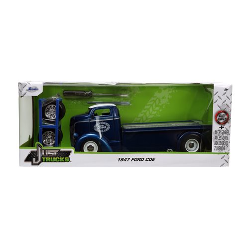 Just Trucks 1947 Ford COE Flatbed 1:24 Scale Die-Cast Metal Vehicle with Tire Rack