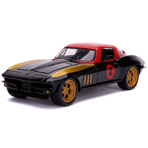 Avengers Black Widow 1966 Chevy Corvette 1:24 Scale Die-Cast Metal Vehicle with Figure