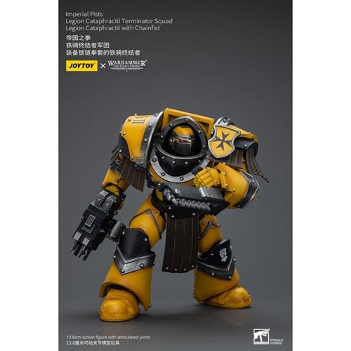 Joy Toy Warhammer 40,000 Imperial Fists Legion Cataphractii Terminator Squad with Chainfist 1:18 Sca