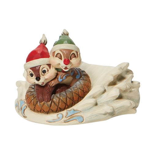 Disney Traditions Chip and Dale Sledding Saucer Fun in the Snow by Jim Shore Statue
