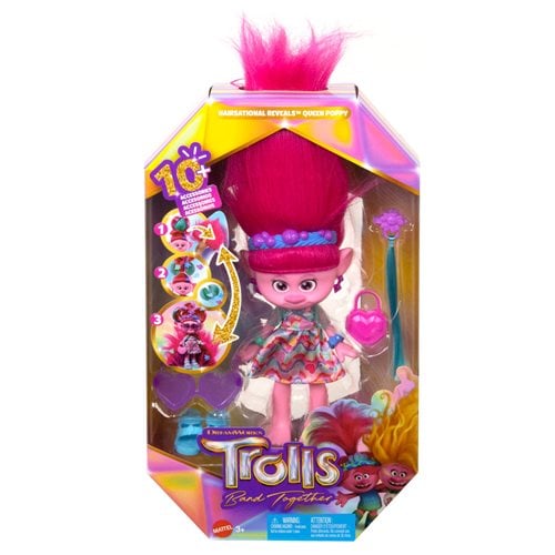 Trolls 3 Band Together Hairsational Reveals Queen Poppy Premium Fashion Doll