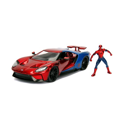 Spider-Man Hollywood Rides 2017 Ford GT 1:24 Scale Die-Cast Metal Vehicle with Figure
