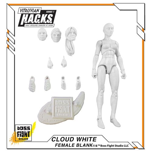 Vitruvian H.A.C.K.S. Customizer Series Female Cloud White Blank Action Figure