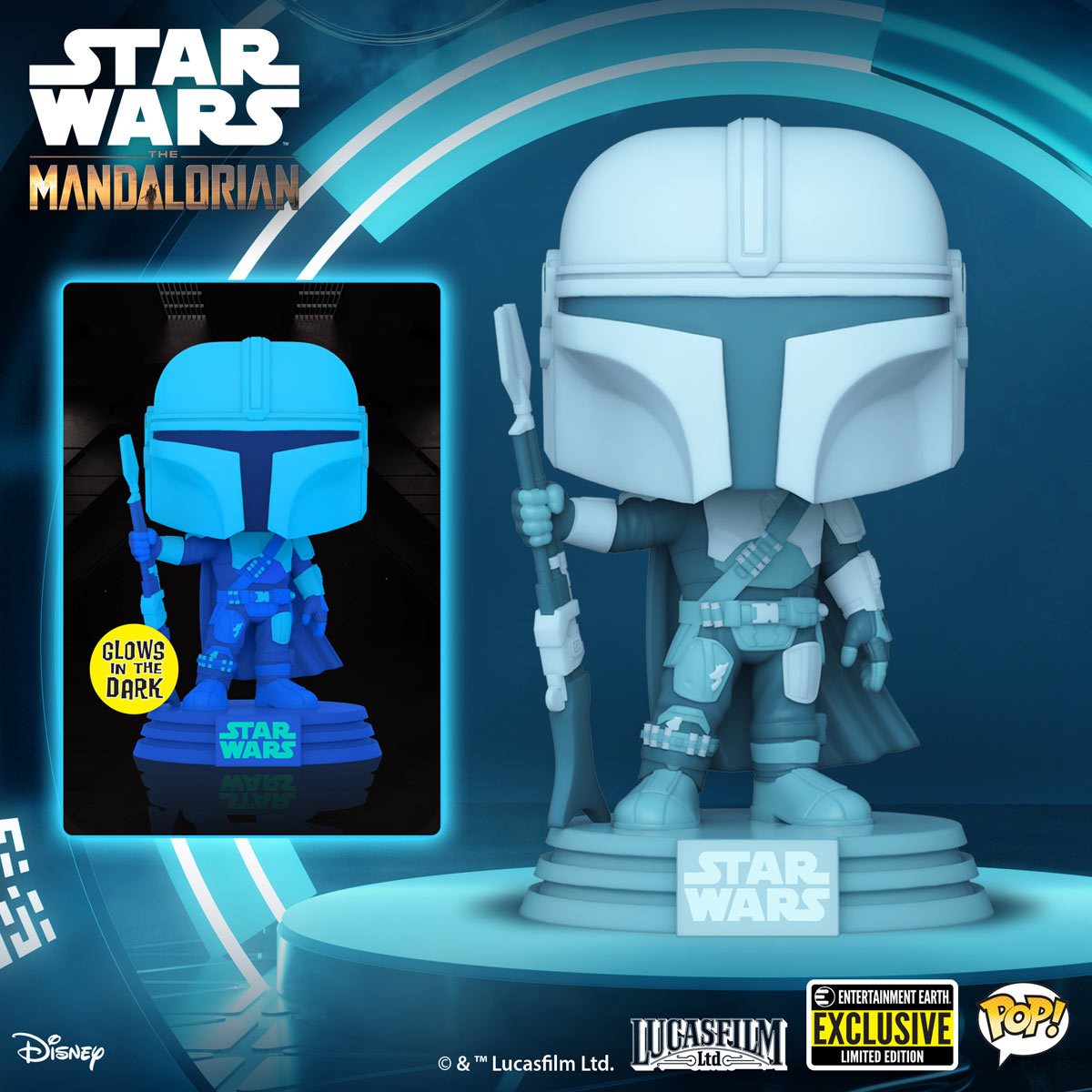 Funko Pop! Star Wars: Mandalorian 4 Pack,  Exclusive, Glow in The Dark