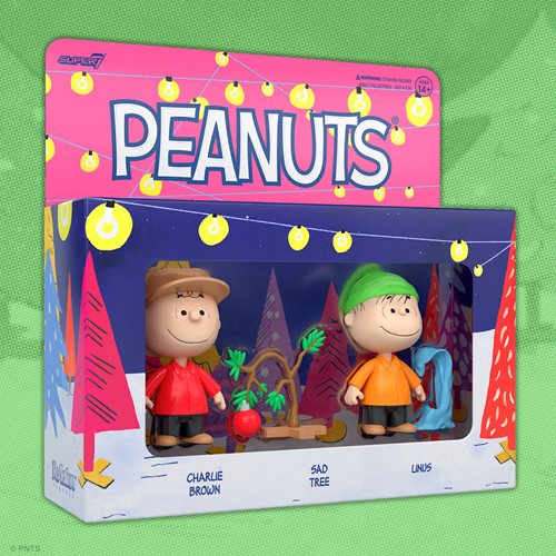 Peanuts Holiday Charlie Brown with Sad Christmas Tree and Linus 3 3/4-Inch ReAction Figures Box Set