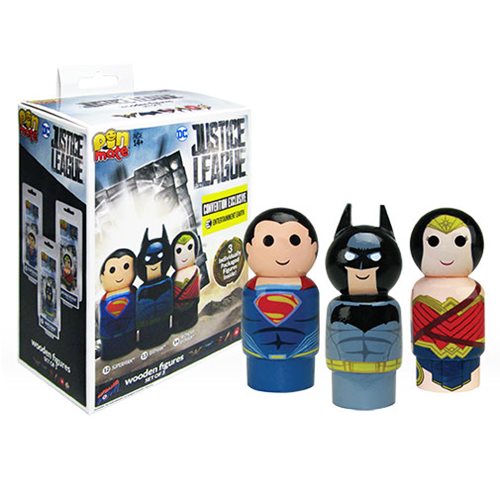Justice League Pin Mate Wooden Figure Set of 3 - Convention Exclusive