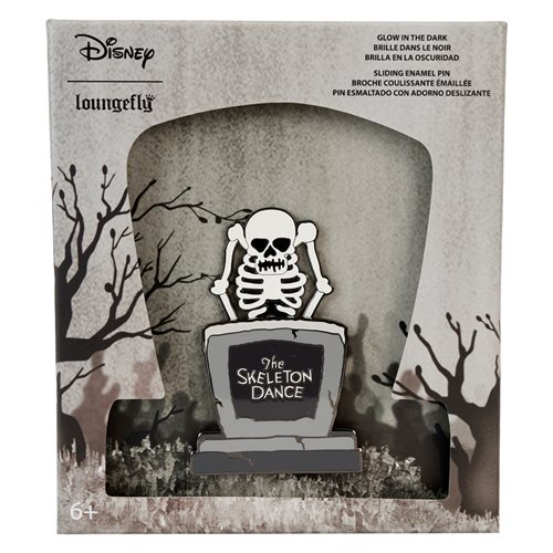The Skeleton Dance 95th Anniversary Glow-In-The-Dark Sliding 3-Inch Collector Box Pin