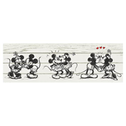 Mickey Mouse and Minnie Mouse Barnwood Kissing Sketch Stretched Canvas Print